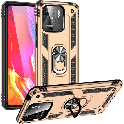 Mobigear Armor Ring Xiaomi Redmi 10C Hoesje Hardcase Backcover Shockproof met Ringhouder - Goud