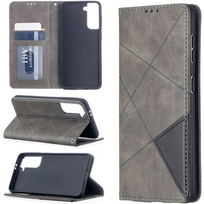 Mobigear Rhombus Slim Samsung Galaxy S21 Hoesje Bookcase - Grijs