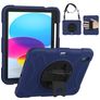 Mobigear SureGrip iPad 10 (2022) Hoes Hard Kunststof,Siliconen Backcover + Stylus Houder + Schouderband + Standaard - Zwart / Blauw