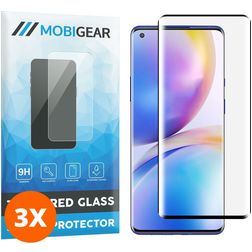 Mobigear Curved OnePlus 9 Pro Glazen Screenprotector - Zwart (3-Pack)