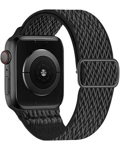 Mobigear W Texture Nylon Apple Watch Bandje Elastische band - 42/41/40/38 mm - Zwart