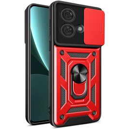 Mobigear Armor Ring Cam Slide Motorola Edge 40 Neo Hoesje Hardcase Backcover Shockproof met Ringhouder en Camera Slider - Rood