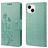 Mobigear Flowers iPhone 14 Hoesje Bookcase Portemonnee - Groen