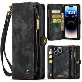 Caseme 008 iPhone 14 Pro Hoesje Uitneembare 2in1 Bookcase Portemonnee - Zwart