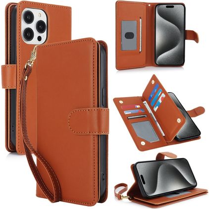 Mobigear Wallet iPhone 15 Pro Hoesje Bookcase Portemonnee - Bruin