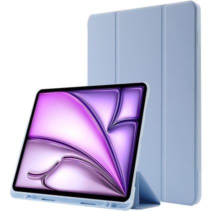 Mobigear Tri-Fold Gel iPad Air 13 Inch (2025) Hoes TPU,Kunstleer Backcover + Stylus Houder + Standaard - Blauw