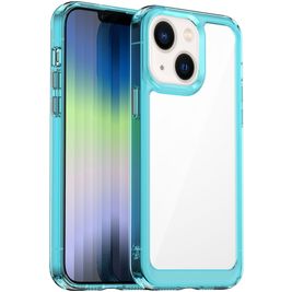 Mobigear Crystal iPhone 14 Hoesje Hardcase Backcover - Transparant / Turquoise