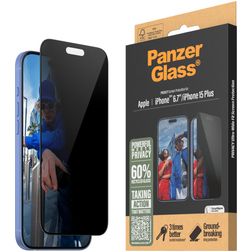 PanzerGlass Ultra-Wide Fit iPhone 16 Plus Glazen Screenprotector Privacy - Case Friendly - Zwart