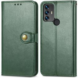 Mobigear Snap Button TCL 30 SE Hoesje Bookcase Portemonnee - Groen