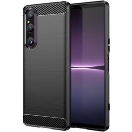 Mobigear Brushed Slim Sony Xperia 1 V Hoesje Flexibel TPU Backcover - Zwart