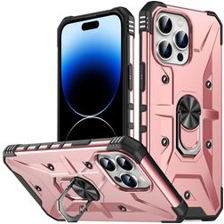 Mobigear Armor Ring iPhone 14 Pro Max Hoesje Hardcase Backcover Shockproof met Ringhouder - Roségoud