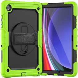 Mobigear SureGrip Xtreme Samsung Galaxy Tab A9 Plus (2023) Hoes Hard Kunststof,Siliconen Backcover + Schouderband + Standaard - Groen