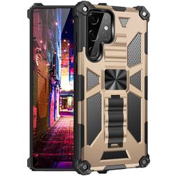 Mobigear Armor Stand Samsung Galaxy S22 Ultra Hoesje Hardcase Backcover Shockproof met Standaard - Goud
