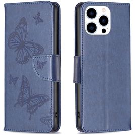Mobigear Butterfly iPhone 15 Pro Hoesje Bookcase Portemonnee - Blauw