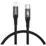 Mobigear Nylon USB-C naar Apple Lightning Kabel 0.4 Meter - Zwart