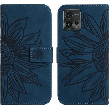 Mobigear Sunflower Motorola Moto G72 Hoesje Bookcase Portemonnee - Blauw