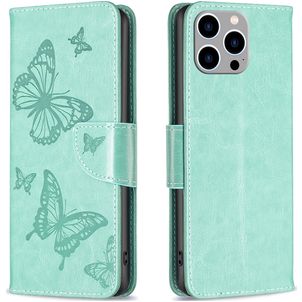 Mobigear Butterfly iPhone 15 Pro Max Hoesje Bookcase Portemonnee - Groen