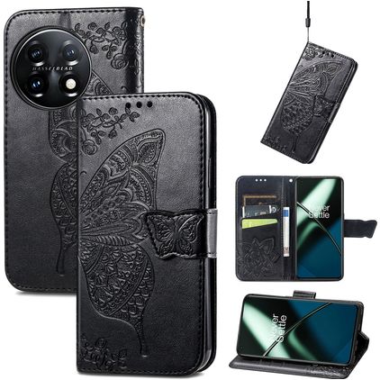 Mobigear Butterfly OnePlus 11 Hoesje Bookcase Portemonnee - Zwart
