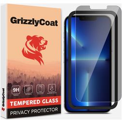 GrizzlyCoat Easy Fit AntiSpy iPhone 14 Plus Glazen Screenprotector Privacy - Case Friendly + Installatie Frame