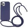 Mobigear Lanyard iPhone 16 Pro Max Siliconen Hoesje met koord - Donkerblauw