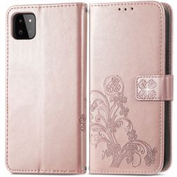 Mobigear Clover Samsung Galaxy A22 5G Hoesje Bookcase Portemonnee - Roségoud