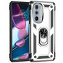 Mobigear Armor Ring Motorola Edge 30 Pro Hoesje Hardcase Backcover Shockproof met Ringhouder - Zilver