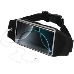 Mobiparts Comfort Fit Telefoonhouder Hardlopen iPhone 16 Pro Sport Hoesje Neopreen Sportarmband - Zwart