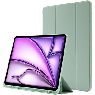 Mobigear Tri-Fold Gel iPad Air 13 Inch (2024) Hoes TPU,Kunstleer Bookcase + Stylus Houder - Groen