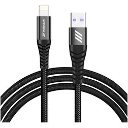 Mobigear Nylon USB-A naar Apple Lightning Kabel 0.4 Meter - Zwart
