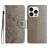 Mobigear Flowers iPhone 16 Pro Hoesje Bookcase Portemonnee - Grijs