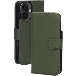 Mobiparts iPhone 16 MagSafe Hoesje Echt Leer Uitneembare 2in1 Bookcase Portemonnee - Groen