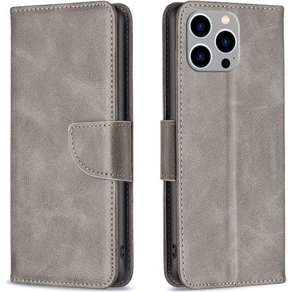 Mobigear Excellent iPhone 15 Pro Max Hoesje Bookcase Portemonnee - Grijs