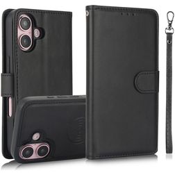 Mobigear Wallet iPhone 16 Hoesje Uitneembare 2in1 Bookcase Portemonnee - Zwart