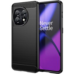 Mobigear Brushed OnePlus 11 Hoesje Flexibel TPU Backcover - Zwart