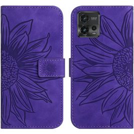 Mobigear Sunflower Motorola Moto G72 Hoesje Bookcase Portemonnee - Paars