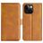 Mobigear Slim Magnet iPhone 15 Hoesje Bookcase Portemonnee - Cognac