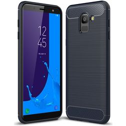 Mobigear Brushed Slim Samsung Galaxy J6 (2018) Hoesje Flexibel TPU Backcover - Marineblauw