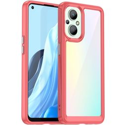 Mobigear Crystal OPPO Reno 7 Lite Hoesje Hardcase Backcover - Transparant / Rood