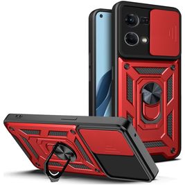 Mobigear Armor Ring Cam Slide OPPO Reno 7 4G Hoesje Hardcase Backcover Shockproof met Ringhouder en Camera Slider - Rood
