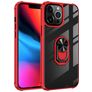Mobigear Crystal Ring iPhone 14 Pro Max Hoesje Hardcase Backcover met Ringhouder - Transparant / Rood