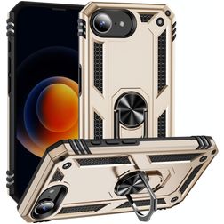Mobigear Armor Ring iPhone 16e Hoesje Hardcase Backcover Shockproof met Ringhouder - Goud