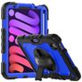 Mobigear SureGrip Xtreme iPad Mini 7 (2024) Hoes Hard Kunststof,Siliconen Backcover + Stylus Houder + Schouderband + Standaard - Zwart / Blauw