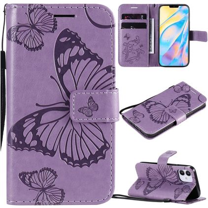 Mobigear Butterfly iPhone 12 Mini Hoesje Bookcase Portemonnee - Paars