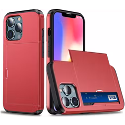 Mobigear Card iPhone 14 Pro Max Hoesje Hardcase Backcover Shockproof met Pasjeshouder - Rood
