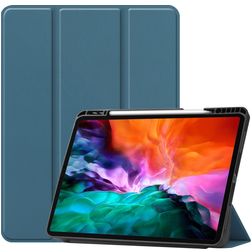 Mobigear Tri-Fold Gel iPad Pro 12.9 Inch (2021) Hoes TPU,Kunstleer Bookcase + Stylus Houder - Groen
