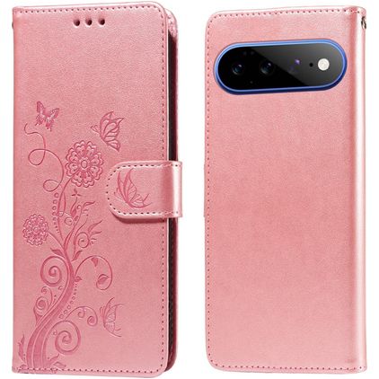 Mobigear Flowers Google Pixel 11 Pro XL Hoesje Bookcase Portemonnee - Roze