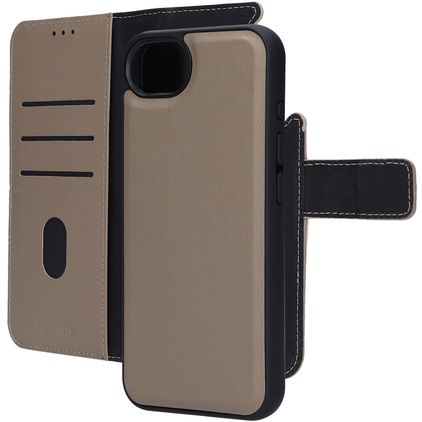 Mobiparts iPhone 17e Hoesje Echt Leer Uitneembare 2in1 Bookcase Portemonnee - Taupe