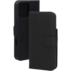 Mobiparts Wallet iPhone 16 Pro Max MagSafe Hoesje Echt Leer Bookcase Portemonnee - Zwart