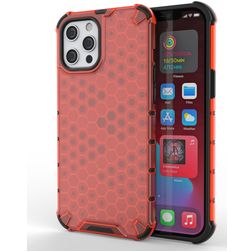 Mobigear Honeycomb iPhone 13 Pro Max Hoesje Hardcase Backcover Shockproof - Rood