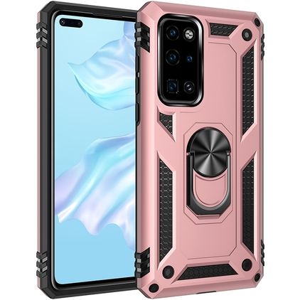 Mobigear Armor Ring Huawei P40 Hoesje Hardcase Backcover Shockproof met Ringhouder - Roségoud